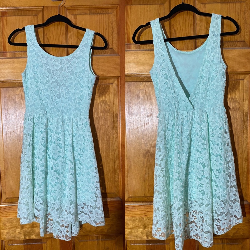 Mint floral lace dress